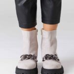 Silver Chain Suede Boots