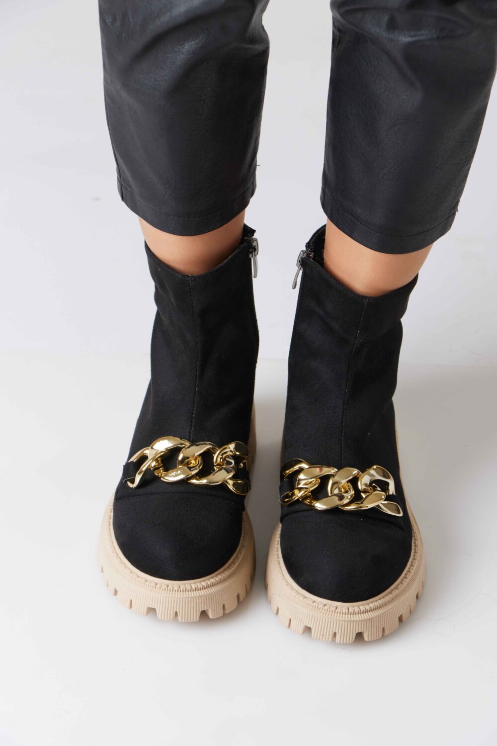 Silver Chain Suede Boots - Image 4