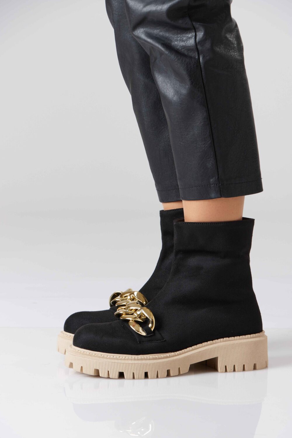 Silver Chain Suede Boots - Image 5