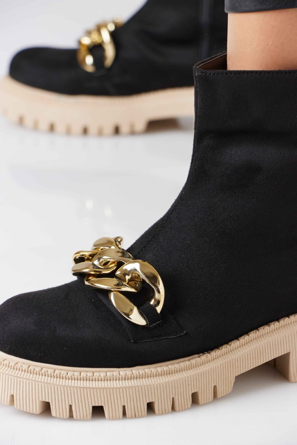 Silver Chain Suede Boots - Image 6