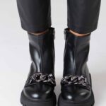 Silver Chain Leather Boots