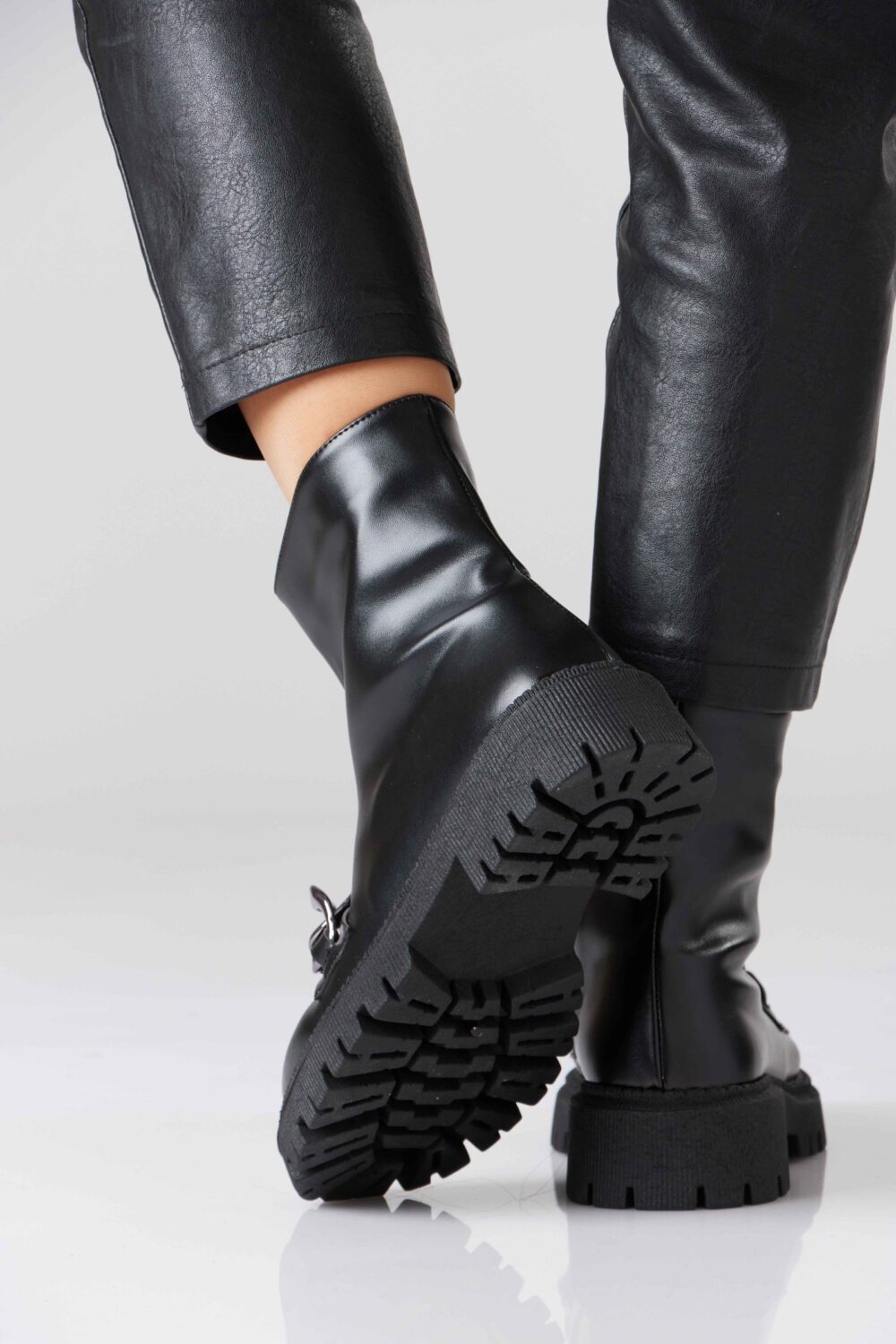 Silver Chain Leather Boots - Image 3