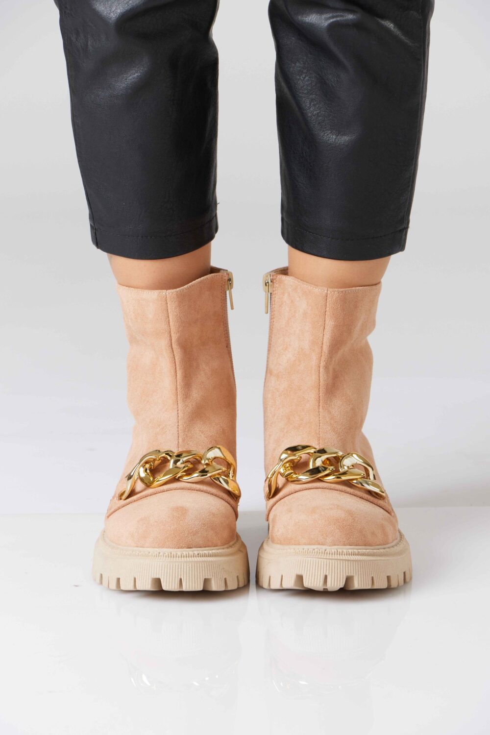 Silver Chain Suede Boots - Image 10