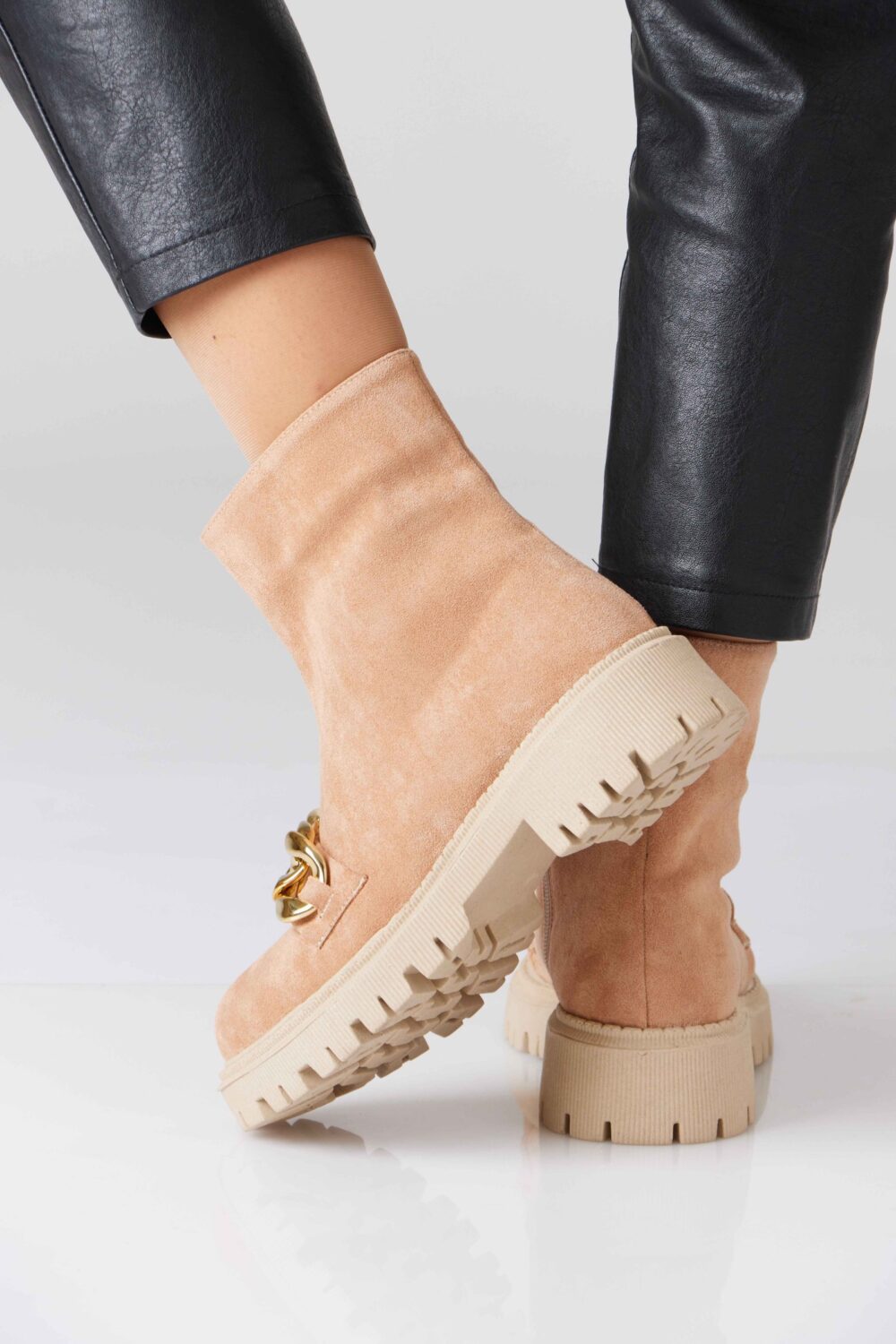 Silver Chain Suede Boots - Image 9