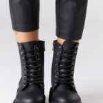 Zipped leather Army boots