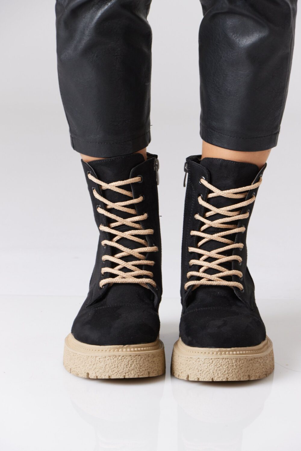Zipped suede Army boots