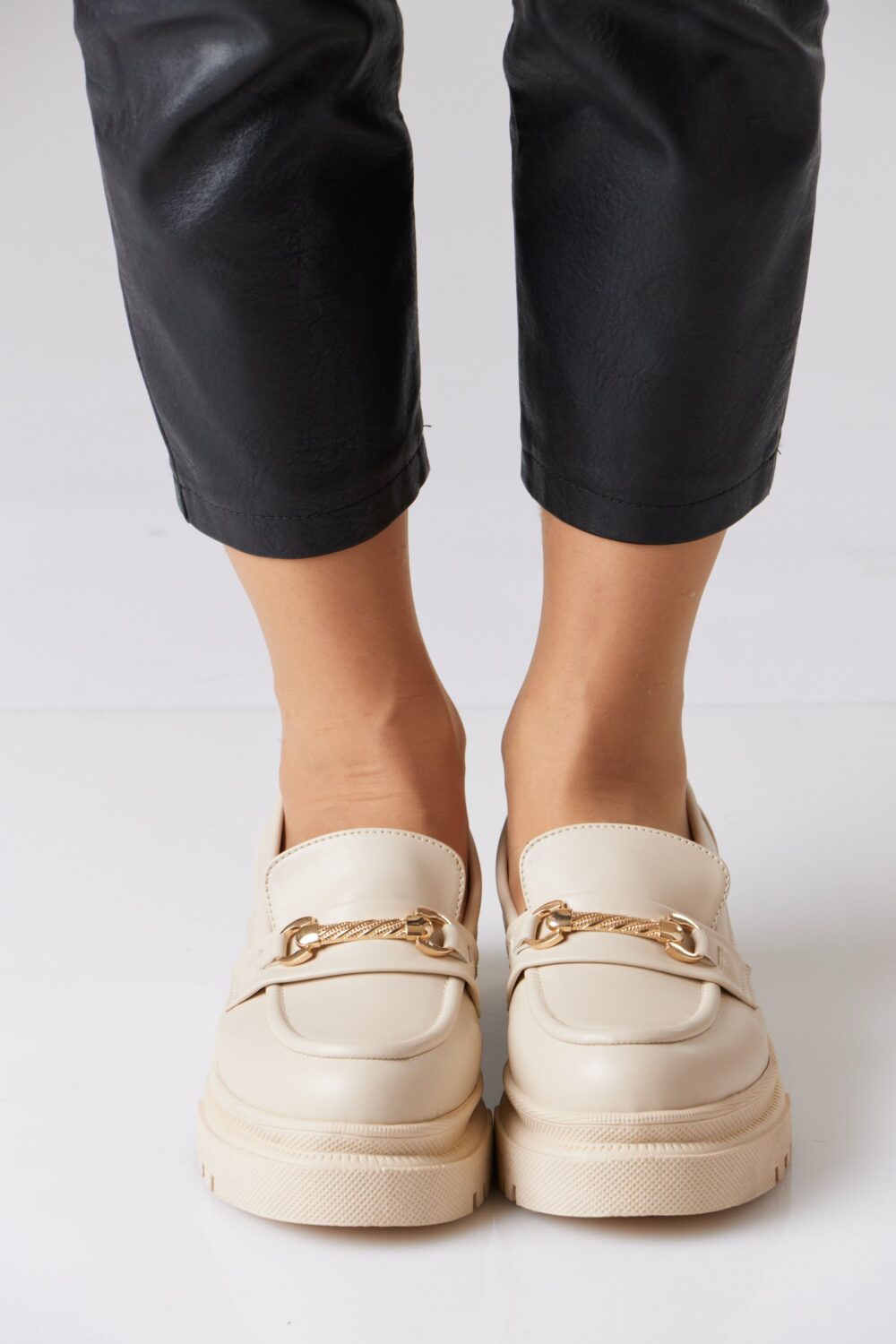 Chunky Leather Loafer with Chain