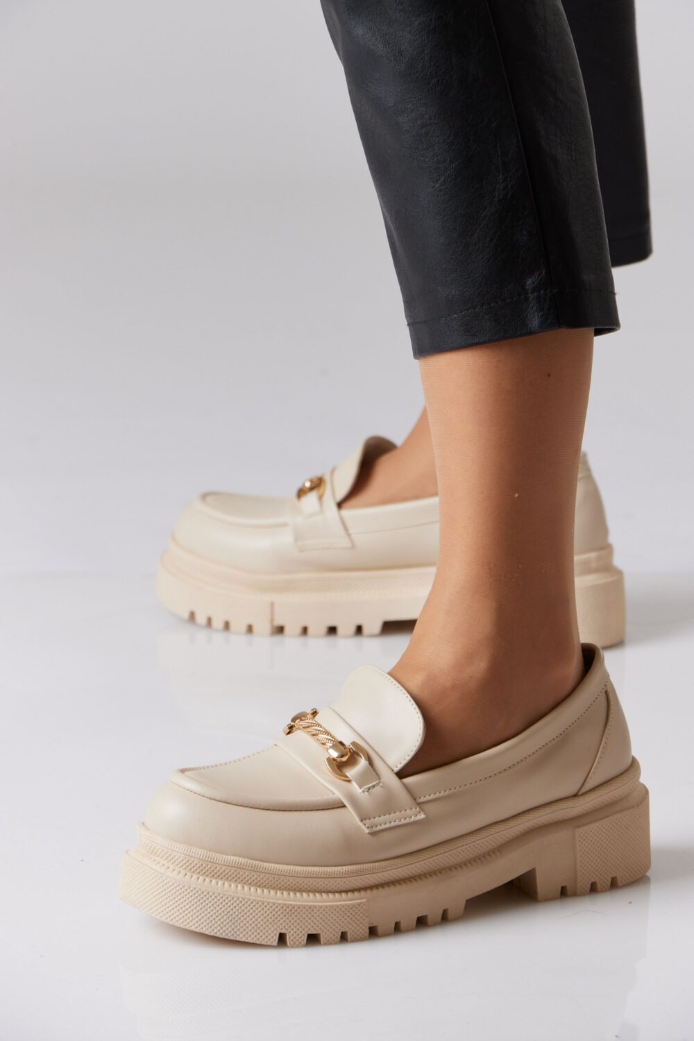 Chunky Leather Loafer with Chain - Image 2