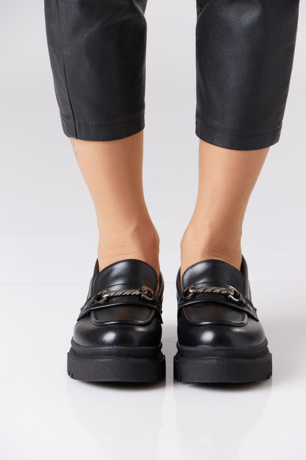 Chunky Leather Loafer with Chain - Image 6