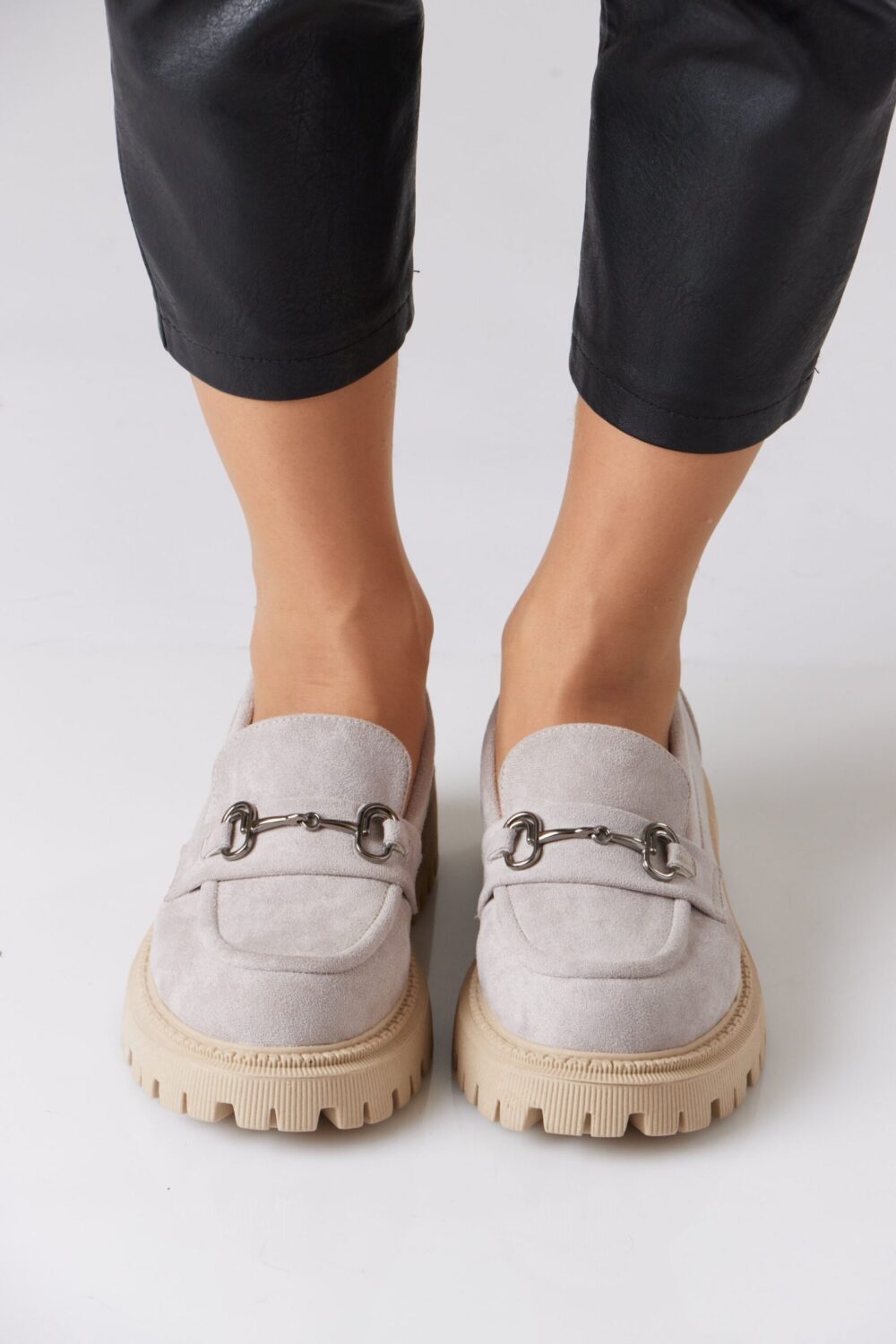 Chunky Suede Loafer with Chain