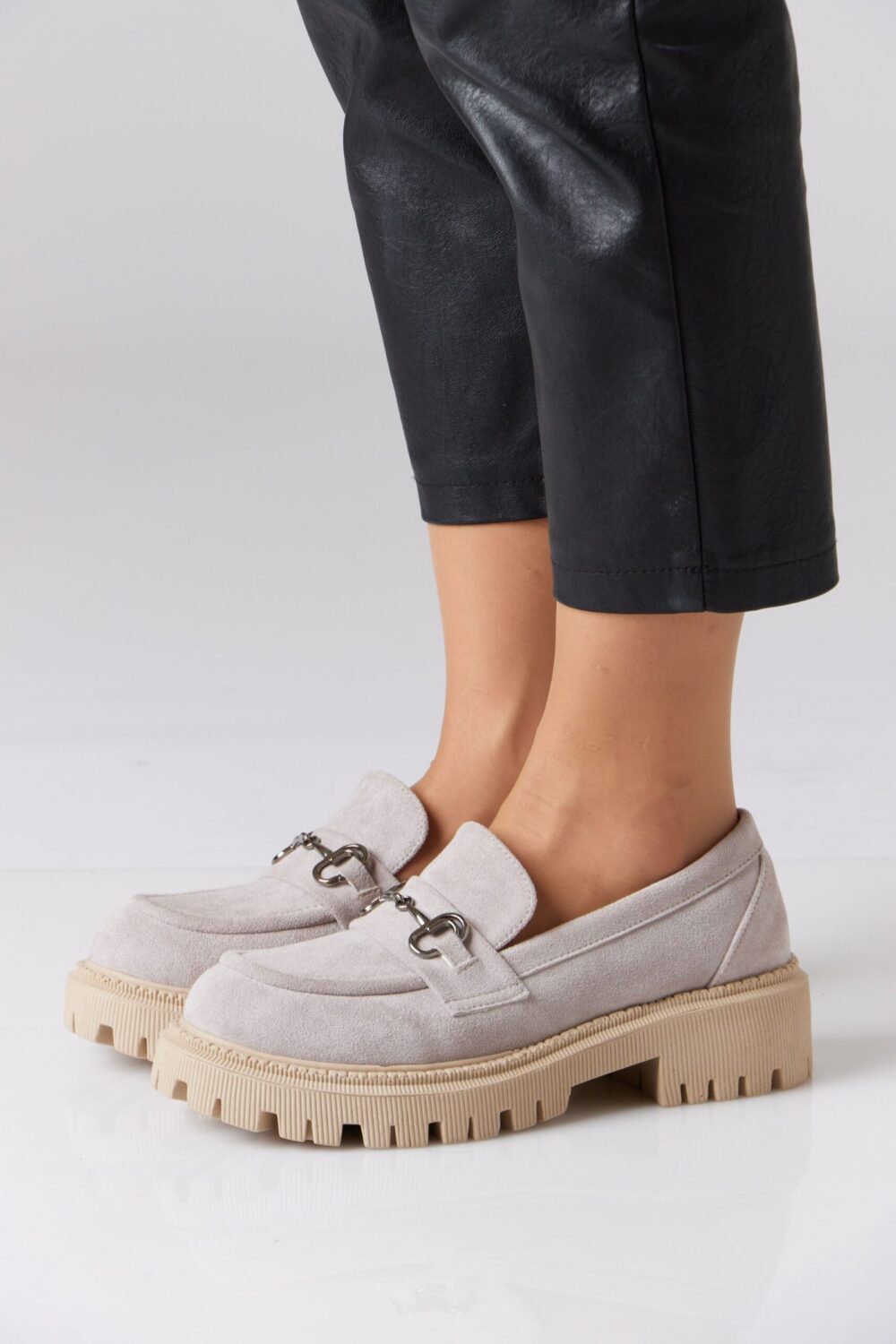 Chunky Suede Loafer with Chain - Image 2