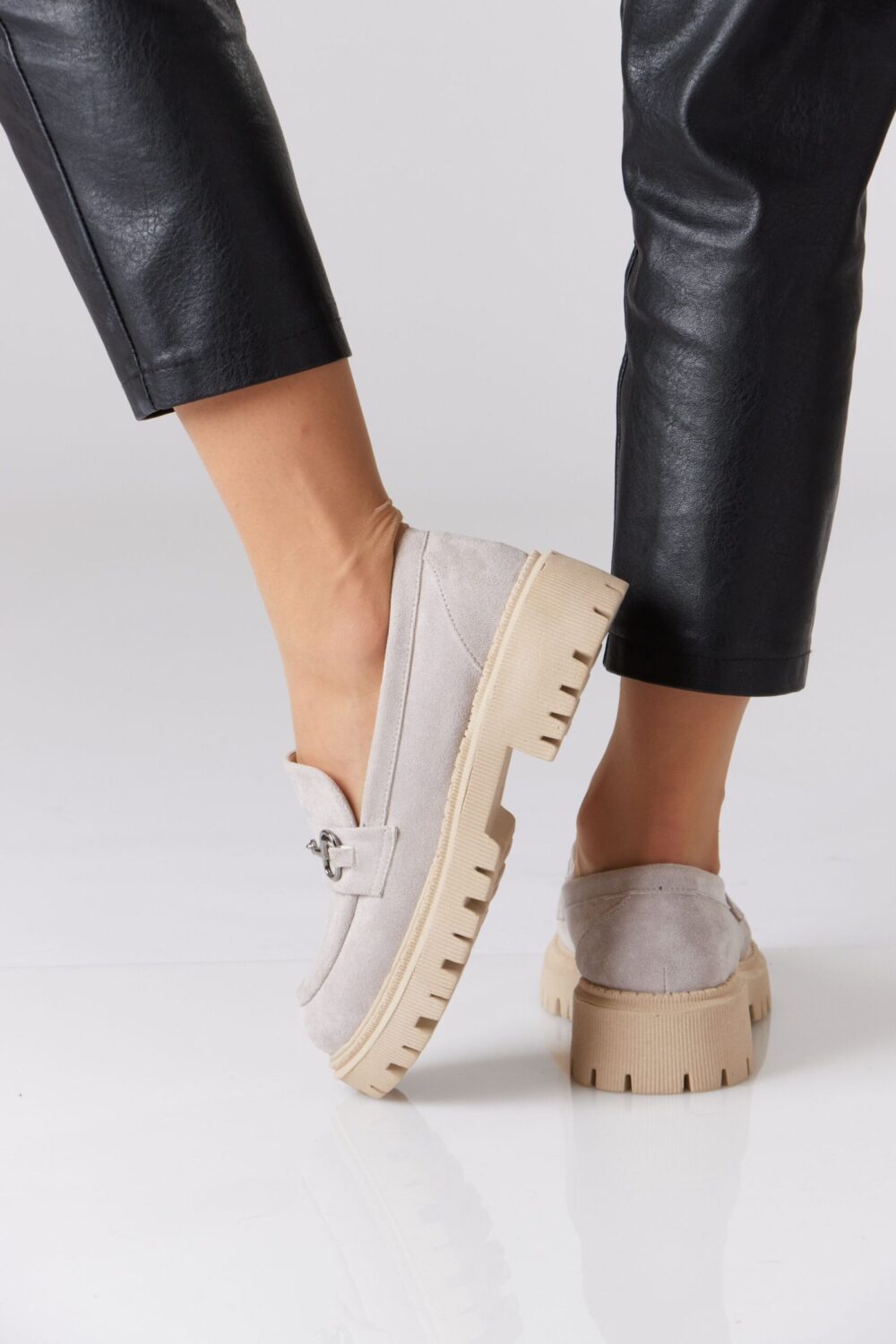 Chunky Suede Loafer with Chain - Image 4